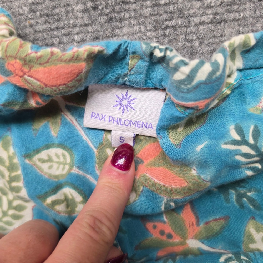 Pax Philomena Women Teal Blue Floral Block Print Lounge Pants Size S